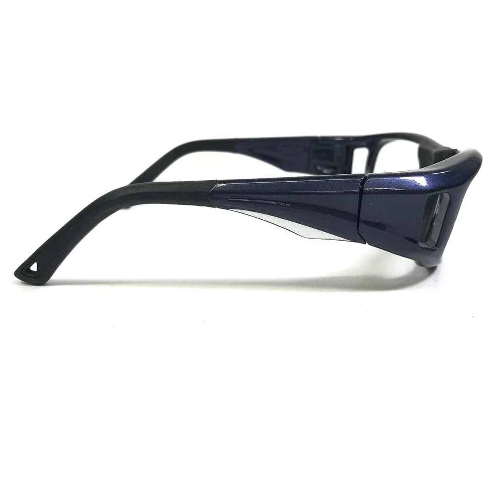 Leader Safety Eyeglasses Frames Leadero 2 Shiny Blue Square Wide Fit 52-16-125
